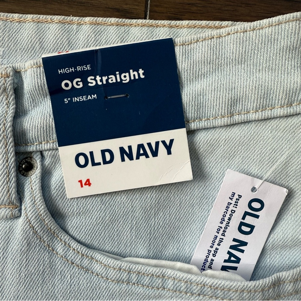 Old Navy Women's Denim High-Rise Button-Fly OG Straight Cut-Off Shorts Size 14 - Picture 9 of 12